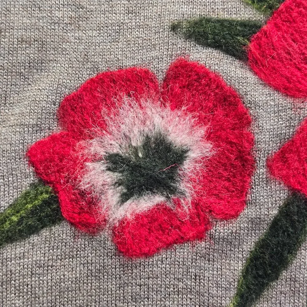 NWOT J. Jill Knit Scarf with Needle Felted Wool Flowers